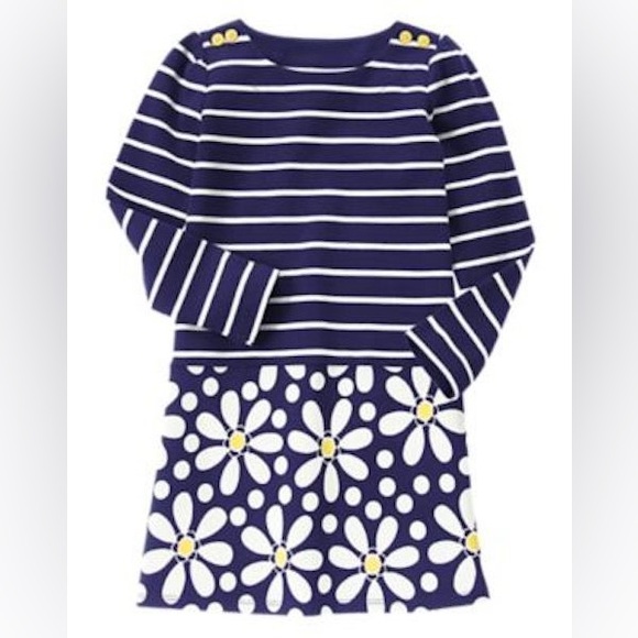 Cute as a Button a blue & white striped dress w yellow splashes of color SZ 7 - Picture 8 of 9